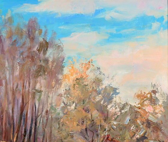 Original Ölgemälde Landschaft Ländlich Dorf Raky. Im Frühling – Gemälde & Zeichnungen, Canvas (photo 4 of 8)