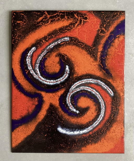 Emaille Kunstwerk Wandsculptuur Sixties Seventies Schilderij Enamel Art