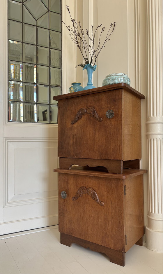 Image 1 of 2 comodini Mid-Century in rovere impiallacciato