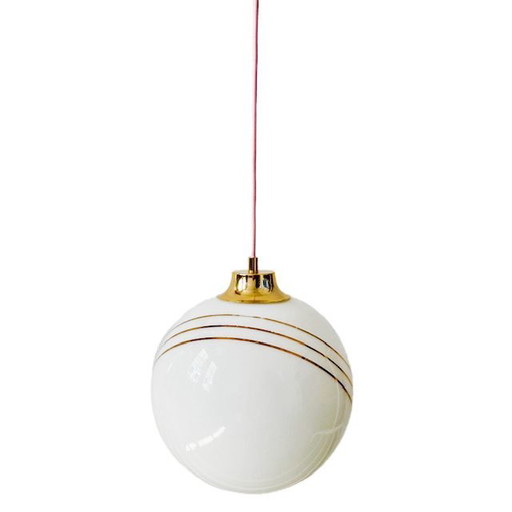 Lampe boule Vintage Regency verre blanc or