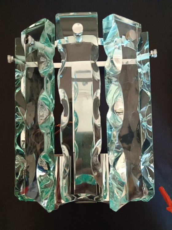 Image 1 of Een paar zeldzame vintage Zero Quattro Art wandlampen (Italië, jaren 70) in Fontana Arte-stijl