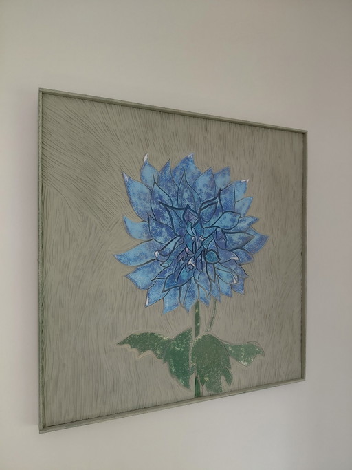 THE STRONG BLUE DAHLIA – schilderijen tekeningen, Wood, Other (photo 2 of 6)