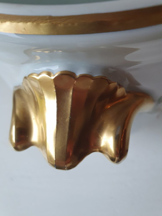 Image 1 of Cache-pot/rafraîchisseur à vin en porcelaine de Limoges, peint à la main - circa 1920-1950