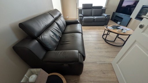 Italienische LAS Celio Ledercouch – elektrisch verstellbar, Top-Zustand