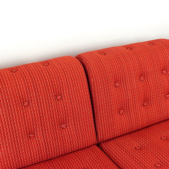 Image 1 of Vintage Space Age Modular Or Sectional Curved Sofa In Original Red Fabric, Tatra Czechoslovakia 1970s