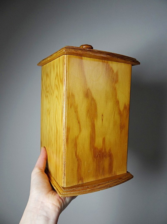 Image 1 of Vintage countertop bread box in varnished pine wood, 1970s-1990s