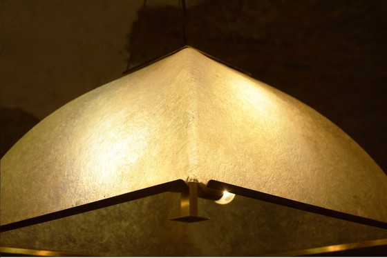 Image 1 of Große Lamperti-Pendelleuchte aus Fiberglas und Messing, 1970er Jahre