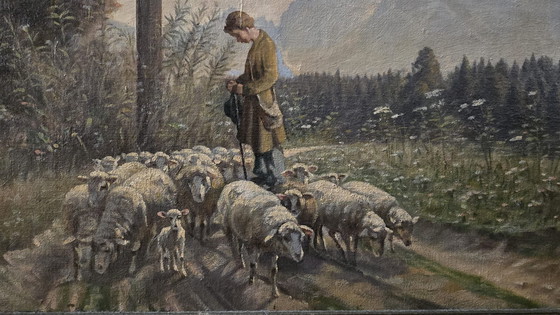 Image 1 of Peinture à l'huile de Lorenz Lehner avec paysage de signature Bavière