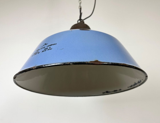 Image 1 of Industrial Blue Enamel and Cast Iron Pendant Light, 1960s