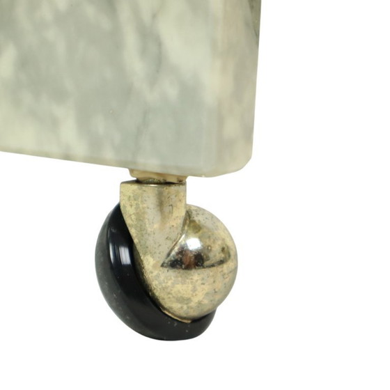 Image 1 of Marble Side Table on Wheels 1970s