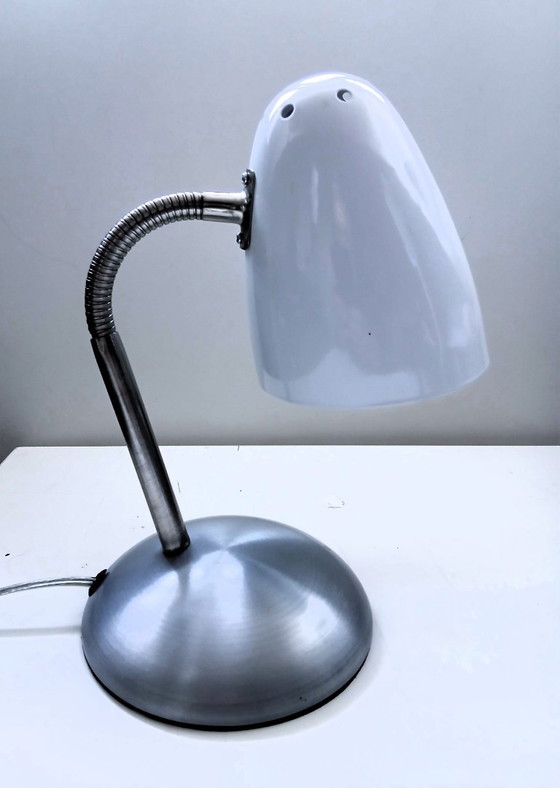 Lampe de bureau flexible Vintage HEMA – Flexo Basic White (1980-1990) – Lampes de bureau, Métal, Plastique (photo 9 of 10)