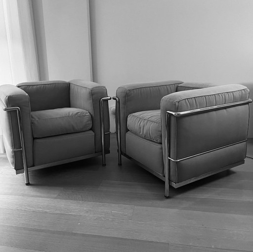 Ensemble 2 pièces Cassina style LC2, denim bleu VINTAGE