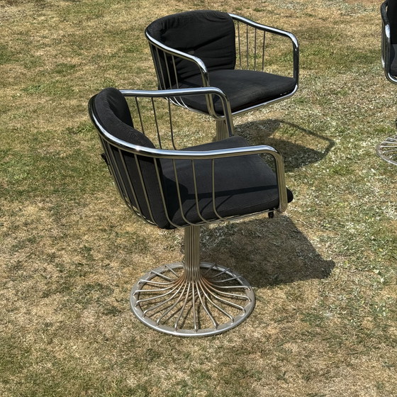 Image 1 of Rima Italy Zes vintage chromen stoelen uit de jaren 70 | Gastone Rinaldi-stijl | Mid-century modern | Space Age-design