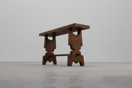 Image 1 of Panca rustica francese in rovere massello, Francia, circa 1900