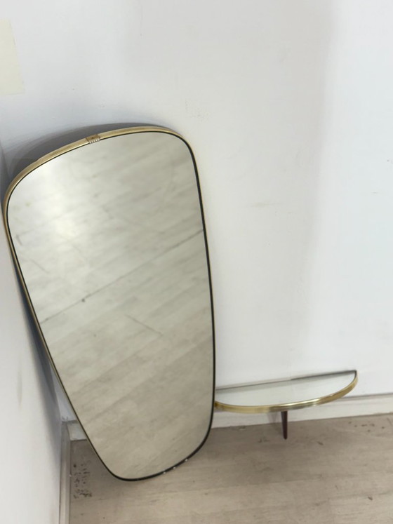 Image 1 of Espejo Johansen Copenhagen con consola / Espejo de pared de mediados de siglo / Diseño danés de los años 60