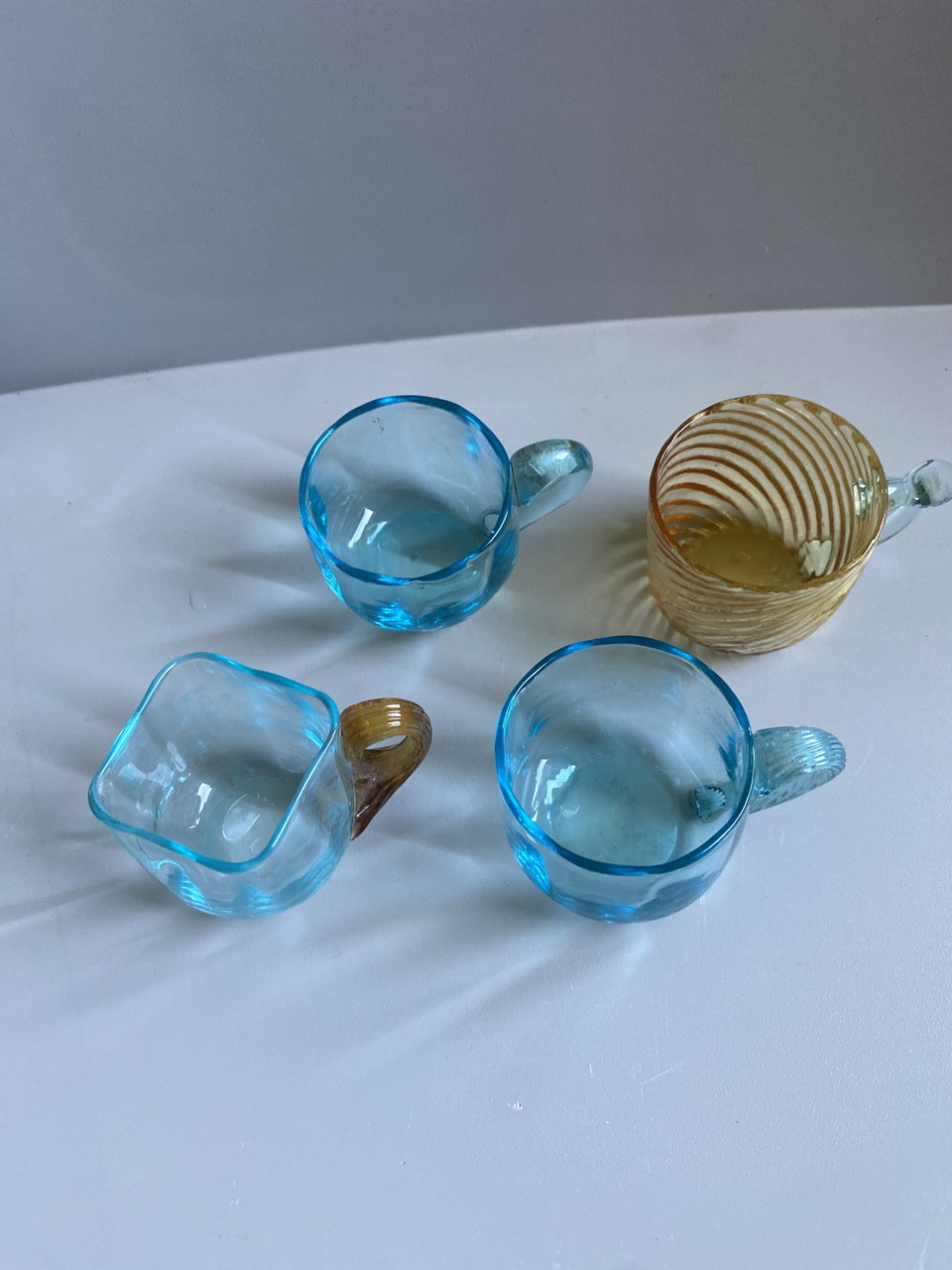 Lot De 3 Verres à Liqueur Georges Sand Par Portieux – Bleu, Style Vintage