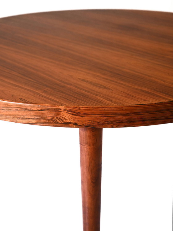 Image 1 of Vintage Extendable Round Scandinavian Rosewood Dining Table