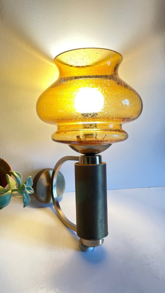 Image 1 of APPLIQUE LAITON Verre Bullé VINTAGE