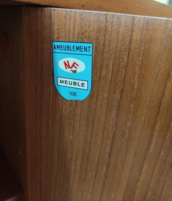 Image 1 of Teakhouten en leren dressoir van Malora, 1955