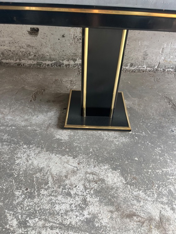 Image 1 of tavolo da pranzo in laccato nero e ottone anni '70