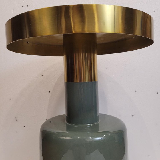 Image 1 of Tavolino laterale in giada lucida, alluminio e smalto, anni &#39;90 - Francia