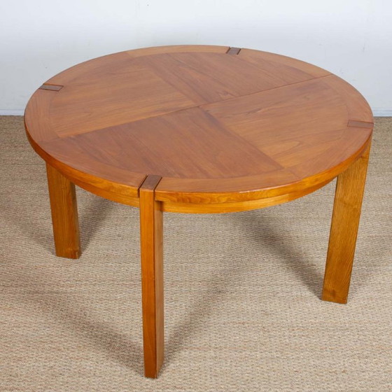 Image 1 of Round extendable wooden dining table produced by Monopoly, 1970