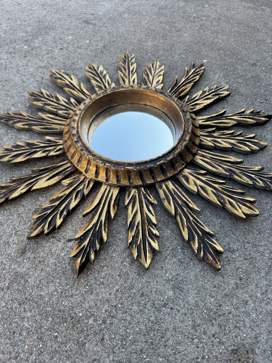 Image 1 of Antique Gold Sunburst Convex Mirror