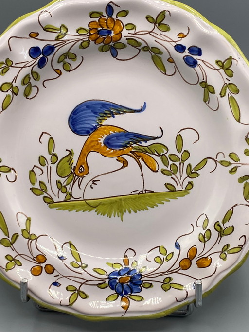 Piatto in maiolica Martres-Tolosane – Matet France – Uccello policromo – decoratieve objecten (photo 2 of 4)