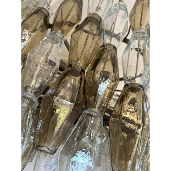 Image 1 of Luxuriöser, moderner Poliedro-Murano-Glas-Kronleuchter in brüniertem Finish von Simoeng