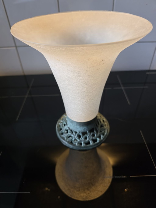 Vase Art Déco verre et fonte
