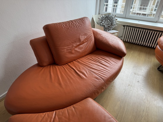 Image 1 of Set di divani in pelle arancione vintage