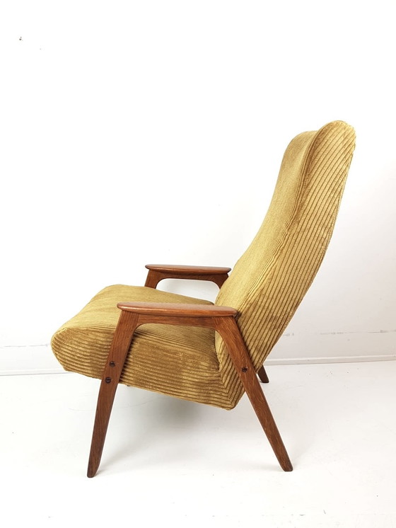 Image 1 of Poltrona vintage in legno di teak giallo, recentemente rivestita in senape