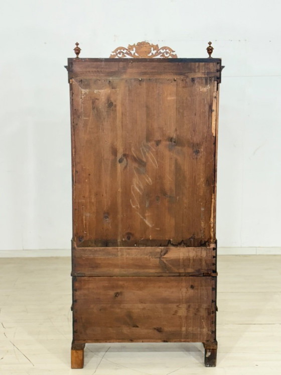 Image 1 of Vitrine Biedermeier, meuble de salon, armoire, meuble à façade en éventail, vers 1880