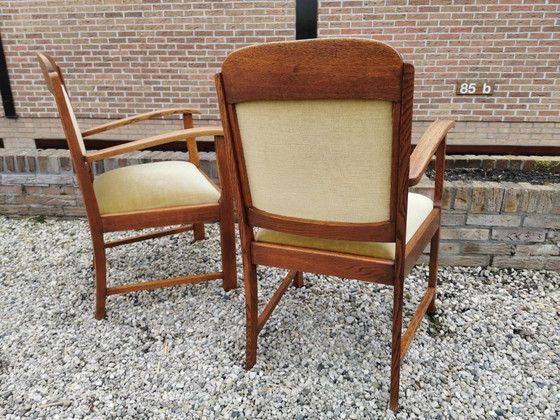 Image 1 of Twee antieke, gerestaureerde bureau / eetkamerstoelen