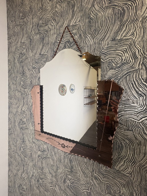 Schöner Spiegel mit Blumenmotiv – Glass