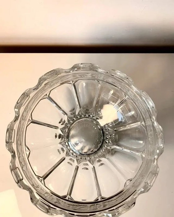 Cut and engraved crystal footed bowl, floral decoration – classic style / centrepiece - 20th century – Glass (photo 4 of 7)