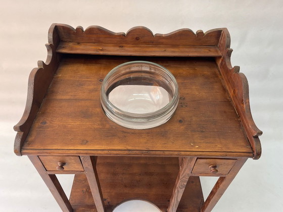Herkomst: Wastafelmeubel/wastafelonderstel uit de jaren 60, Italië – Kasten, Glass, Wood (photo 4 of 7)