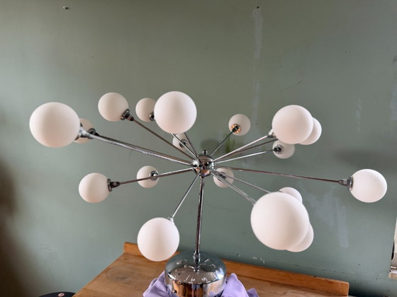 Sputnik Hanglamp Chroom – 18 Lamps Luchter Mid-Century Modern Stijl – Present time, Kroonluchters, Glass (photo 11 of 11)
