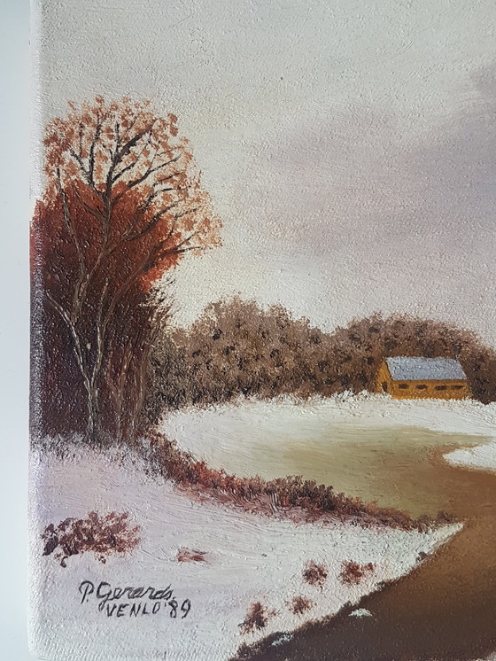 Image 1 of Paisaje invernal en pintura al óleo