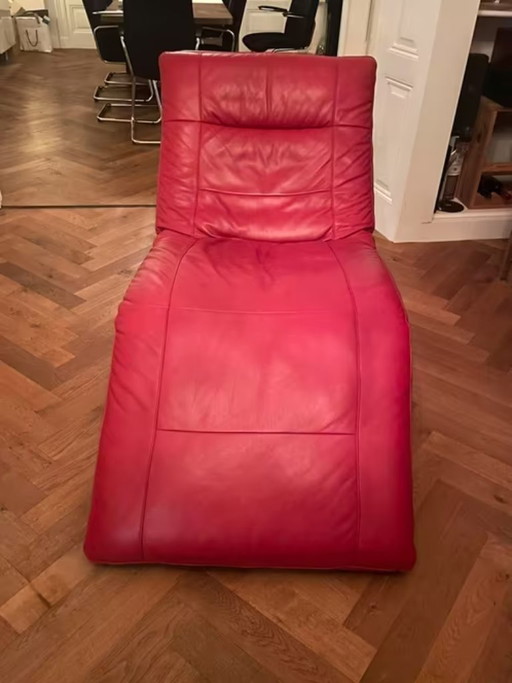 Fauteuil inclinable, modèle Musterring, cuir rouge, très bon état