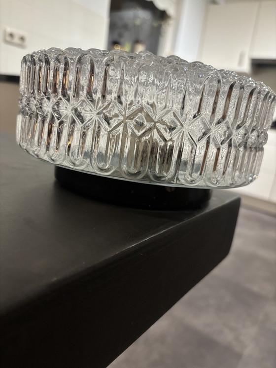 Image 1 of Vintage round glass ceiling lamp