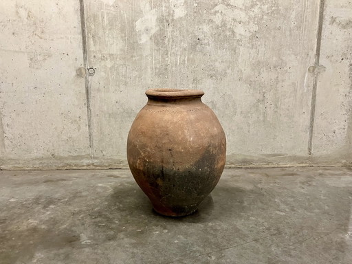 ✅ Oude terracotta wijn olijf kruik vaas pot 