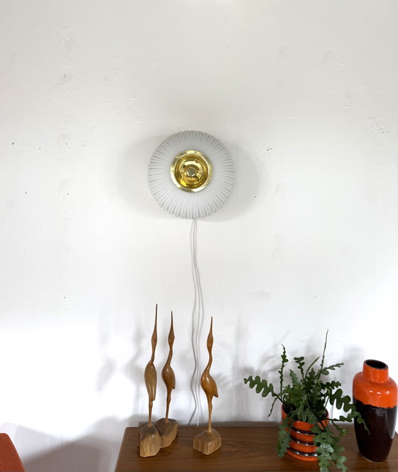 Vintage Opal Glass Wall Lamp, Glashütte Limburg ‘70 – Wall lights, Brass (photo 6 of 15)