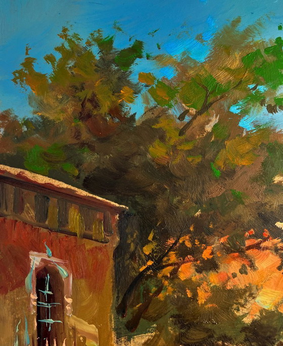 Image 1 of Original Oil Painting River Street Landscape Water channels of the city walls
