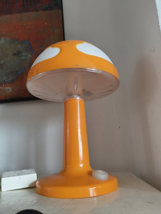 Image 1 of Rare lampe de table Ikea en plastique orange design vintage Skojig nuages