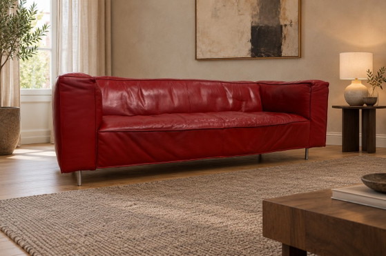 As Good As New Gelderland 6400 3-Seater Red Leather + WARRANTY, 3-5 seaters (photo 2 of 10)
