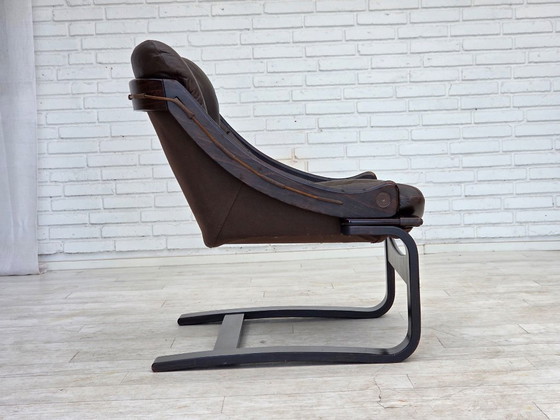 Image 1 of 1970s, Swedish design by Åke Fribytter, armchair, furniture leather.