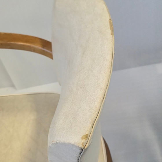 Image 1 of PAIR OF VINTAGE 1950S BRIDGE ARMCHAIRS IN BEECH & SKAI 50S ROCKABILLY 1950s