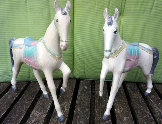 Image 1 of 2 Decoratieve Houten Paarden