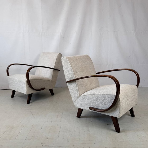 Image 1 of Paar volledig gerestaureerde Jindřich Halabala Type C fauteuils voor UP Závody, jaren 30